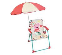 Fun House Peppa Pig Folding Camping Chair Dimensions: Height 38.5 x Width 38.5 cm + Parasol Diameter 65 cm for Children, Multi-Coloured