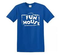 Fun House T-Shirt Retro Funny Fancy Dress Party TV Dance Rave Men’s Ladies Top (Royal Blue White Print, 3XL)