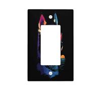 Fun Husky Dog Decorative Switch Cover Plate 1 Gang Single Rocker, Colorful Chien Electrical Faceplate for Bedroom Bathroom Decor, Puppy Standard Size Switchplate