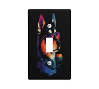 Fun Husky Dog Decorative Switch Cover Plate 1 Gang Single Toggle, Colorful Chien Electrical Faceplate for Bedroom Bathroom Decor, Puppy Standard Size Switchplate