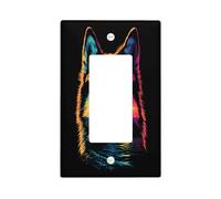Fun Husky Dog Switch Cover Wall Plate 1 Gang Single Rocker, Colorful Chien Electrical Faceplate for Bedroom Bathroom Decor, Puppy Standard Size Switchplate