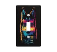 Fun Husky Dog Switch Cover Wall Plate 1 Gang Single Toggle, Colorful Chien Electrical Faceplate for Bedroom Bathroom Decor, Puppy Standard Size Switchplate