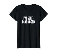 Fun I'm Self-Diagnosed Therapy Joke Value Graphic T-Shirt, Women, Black, XS