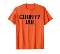 FUN IMPRISONED INMATE COSTUME APPAREL COUNTY JAIL UNIFORM HALLOWEEN INMATE PRISON TEE ORANGE COTTON BLEND SHORT SLEEVE T-Shirt UNISEX ADULT S