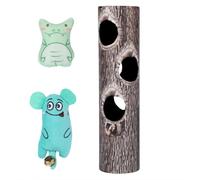 Fun Interactively Cats Toy Tree Hole Roller Catmint Plush Bells Six Holes Playing Encouraging Exploration Easy Storage Cats Toy with Bells