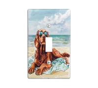 Fun Irish Setter Dog Decorative Switch Cover 1 Gang Single Toggle, Summer Watercolor Chien Switchcover Wall Plate, Puppy Electrical Faceplate for Bedroom Living Room Decor