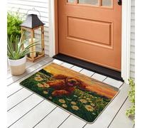 Fun Irish Setter Dog Front Black Door Mat Outside Inside Entrance 29 * 17, Spring Pixel Art Daisy Chien Outdoor Indoor Washable Doormat, Small Puppy Classroom Patio Garage Shoes Off Doormat
