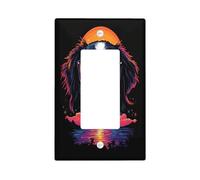 Fun Japanese Chin Dog Decorative Switch Cover Plate 1 Gang Single Rocker, Colorful Chien Electrical Faceplate for Bedroom Bathroom Decor, Puppy Standard Size Switchplate