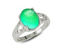 FUN JEWELS Classic Silver Color Plating Multi Color Change Oval Crystal Stone Emotion Feeling Mood Ring