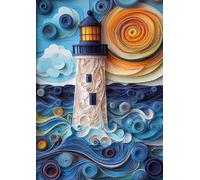 Fun Jigsaw Puzzle for Adults Lighthouse Ocean Puzzles Sunset Bird Nature Scenic Paper Cut Art Sea Nature Scenery Challenge Jigsaw Puzzle_500pcs