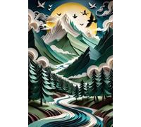 Fun Jigsaw Puzzle for Adults Paper Quilling Mountains and Rivers Jigsaw Puzzle Fun Challenging Educational Gift Art Home Decorch_300pcs