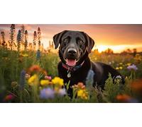 Fun Jigsaw Puzzles for Adults 1000 Pieces Black Labrador Dog Puzzle with Yellow, Black and Chocolate Lab Puppies-Art DIY Gift Suitable Family Friends 29.5 x 20 Inch