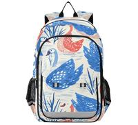 fun kids backpack 8-12： large capacity bookbag for middle school in assorted colors - red Blue swans art