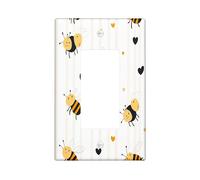 Fun Kids Bee Decorative Switch Cover 1 Gang Single Rocker, Cute Cartoon Insect Wall Plate Cover, Standard Size, Cool Anime Electrical Faceplate for Bedroom Living Room Decor