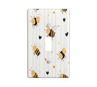 Fun Kids Bee Decorative Switch Cover 1 Gang Single Toggle, Cute Cartoon Insect Wall Plate Cover, Standard Size, Cool Anime Electrical Faceplate for Bedroom Living Room Decor