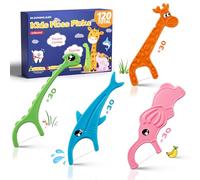 Fun Kids Flossers,Unflavored Floss Sticks Fluoride & PFA Free Tooth Picks Flossers,4 Cute Animal-Shaped Dental Floss Picks for Children,Non Toxic Floss with Anti-Slip Handle,120 Count (Pack of 4)
