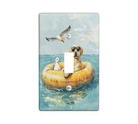 Fun Labrador Retriever Dog Decorative Switch Cover 1 Gang Single Toggle, Summer Scene Chien Wall Plate Cover, Standard Size, Puppy Electrical Faceplate for Bedroom Living Room Decor