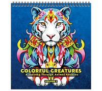 FUN LAVIE Adult Colouring Book Animal Mandala Colouring Books for Adults Relaxation and Teens Stress Relief, Spiral Bound Book for Women, Mindfulness Patterns in Mandala Style