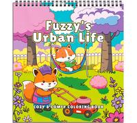 FUN LAVIE Cosy Colouring Book for Adults Relaxation with Cute Animals in City Life Moments, Cozy Colouring Book for Teen Stress Relief & Mindfulness for Women, Spiral Bound Design - Fuzzy's Urban Life