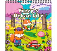 FUN LAVIE Cosy Colouring Book for Adults Relaxation with Cute Animals in City Life Moments, Cozy Colouring Book for Teen Stress Relief & Mindfulness