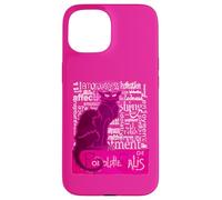 Fun Le Chat Noir Black Cat Of Love Distressed Cut Out Case for iPhone 15