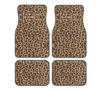 Fun Leopard Print Print Car Foot Mat Four-Piece Set Full Set With Non-Slip Rubber Backing