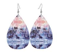 Fun leopard print Print Faux Leather Dangle Earrings Teardrop | Statement Hollow Teardrop Fashion Glitter Parties Girls Accessory Dangle Drop Hanging Studs