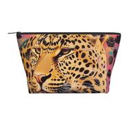 Fun Leopard Print Print Makeup Bag Trapezoid Travel Cosmetic Organiser Stylish Storage for Beauty & Gifts for Women Girls
