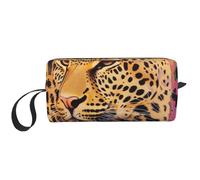 Fun Leopard Print Printed Makeup Bag with Handle, Lightweight Portable Cosmetic Organiser for Travel, Gym & Daily Use â€“ Gift for Women Girls