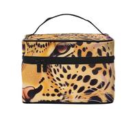 Fun Leopard Print Printed Travel Makeup Bag Spacious Portable Cosmetic Organiser with Handle, Large Capacity Toiletry Bag, Gift for Women Girls