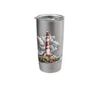 Fun Lighthouse Tshirt. Light House W/Clouds, Ocean Shore Stainless Steel Insulated Tumbler