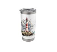Fun Lighthouse Tshirt. Light House W/Clouds, Ocean Shore Stainless Steel Insulated Tumbler