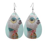 fun llama pattern Patterned leather earrings, women's earrings, suitable for daily wear, party and date