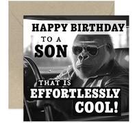 Fun Male Birthday Cards for Family - Cool Gorilla Happy Birthday Greeting Cards for Son - Humorous Gifts for Him - For Men - Joke Birthday Card for Son from Family - Blank Inside