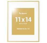 Fun Memories 11x14 Picture Frame Gold,Metal 11 x 14 Poster Frames with 8x10 Removable Mat, Vertical and Horizontal Display, Wall Hook Hanging, High-Definition Plexiglass, Set of 1