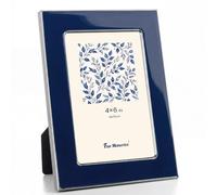 Fun Memories 4x6 Picture Frame - 1pcs Navy Blue Enamel Glass Photo Frame with Silver Metal Edge & Easel for Display Picture Frame on Countertops, Tabletops, Bookshelves, Desks, Walls (Navy/Silver)