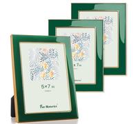 Fun Memories 5x7 Enamel Picture Frame with HD-Tempered Glass, Gold Metal Edge with Easel, Vertical & Horizontal Display, Wall and Tabletop Display Family Photo Gallery (Pink Enamel,1P)