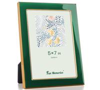 Fun Memories 5x7 Enamel Picture Frame with HD-Tempered Glass, Gold Metal Edge with Easel, Vertical & Horizontal Display, Wall and Tabletop Display Family Photo Gallery (Navy Enamel,1P)