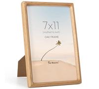 Fun Memories 7x11 Picture Frame, Natural Oak Wood Photo Frames with HD Tempered Glass, Handcrafted Rounded Corner 7 x 11 Wooden Frame Matted to 4x9 Photos, 7x11 Frames, Tabletop or Wall Display