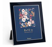 Fun Memories 8x10 Enamel Picture Frame with HD-Tempered Glass, Silver Metal Edge with Easel, Vertical & Horizontal Display, Wall and Tabletop Display Family Photo Gallery (Navy Enamel,1P)