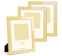 Fun Memories 8x10 Picture Frame - 3pcs Yellow Enamel Glass Photo Frame with Gold Metal Edge & Easel for Display Picture Frame on Countertops, Tabletops, Bookshelves, Desks, Walls (Yellow/Gold)