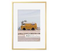 Fun Memories A3 Picture Frame Gold, High End Metal 11.7 x 16.5 Poster Frames for Wall, A3 Photo Frame with Mat A4, Tempered Glass, 1 Pack