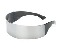 Fun Metallic Silver Futuristic Soldier Space Alien Robot Costume Sunglasses Cosplay Accessories Photobooth Costume Props