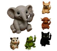 Fun Mini Middle Finger Animal Statues, Funny Middle Finger Resin Garden Statue, Mini Dog Cat Figurine Desktop Ornament, Handmade Art Ornament Table Decoration (elephants)