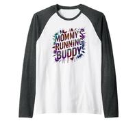 Fun Mommy's Running Buddy Mom Half Marathon Mud Run Princess Raglan Baseball Tee