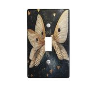 Fun Moths Couple Decorative Switch Cover Plate 1 Gang Single Toggle, Funny Love Insect Electrical Faceplate for Bedroom Bathroom Decor, Cool Standard Size Switchplate