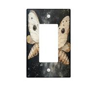 Fun Moths Couple Switch Cover Wall Plate 1 Gang Single Rocker, Funny Love Insect Electrical Faceplate for Bedroom Bathroom Decor, Cool Standard Size Switchplate