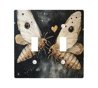 Fun Moths Couple Switch Cover Wall Plate 2 Gang Double Toggle, Funny Love Insect Electrical Faceplate for Bedroom Bathroom Decor, Cool Standard Size Switchplate