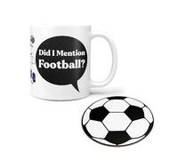 Fun Mug and Coaster Gift Set ‘Did I Mention…’ for Running, Vegan, The Gym (and More!) Obsessives! Perfect Office Secret Santa or Birthday Gift ('Did I Mention Football?' Mug)