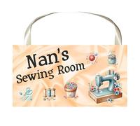Fun Nan Sewing Room Sign - Personalised plaque Gift for Her - Sewing Machine Craft Knitting - Novelty Birthday gift Present